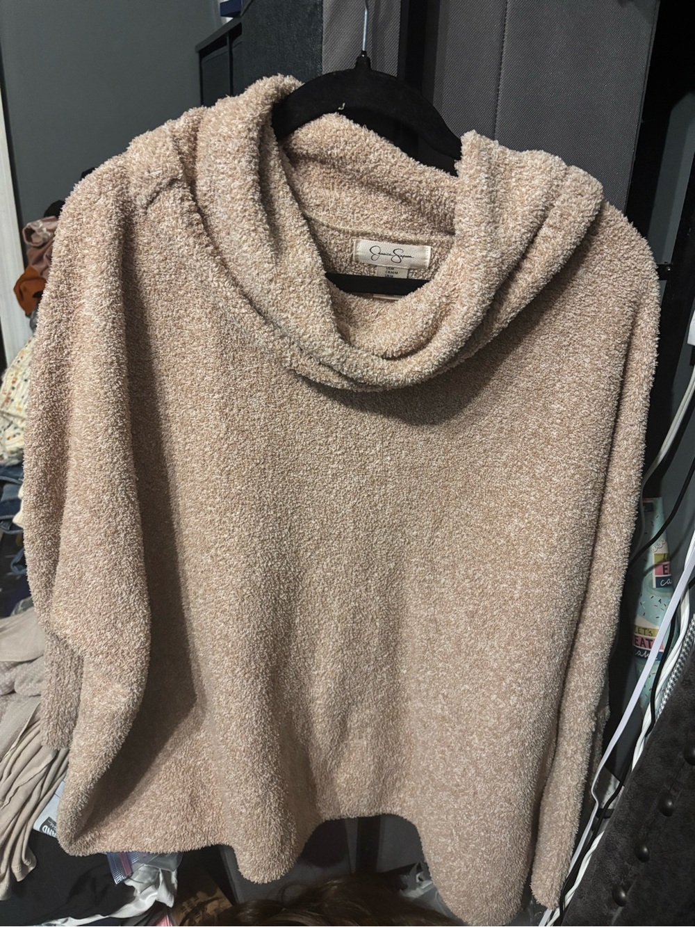 Jessica Simpson Plush Taupe Cowl Neck Sweater